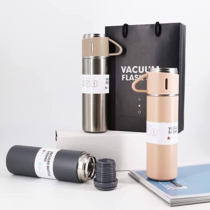 BT53 Acier Inoxydable 500 ML Vide FlaconBouteilleThermos pour Boissons Chaudes et Froides avec Trois Tasses Bleu